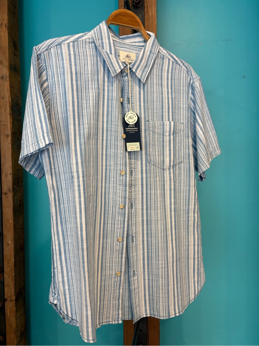 Surfside Supply Light Blue & White Vertical Stripe Button-Down Shirt